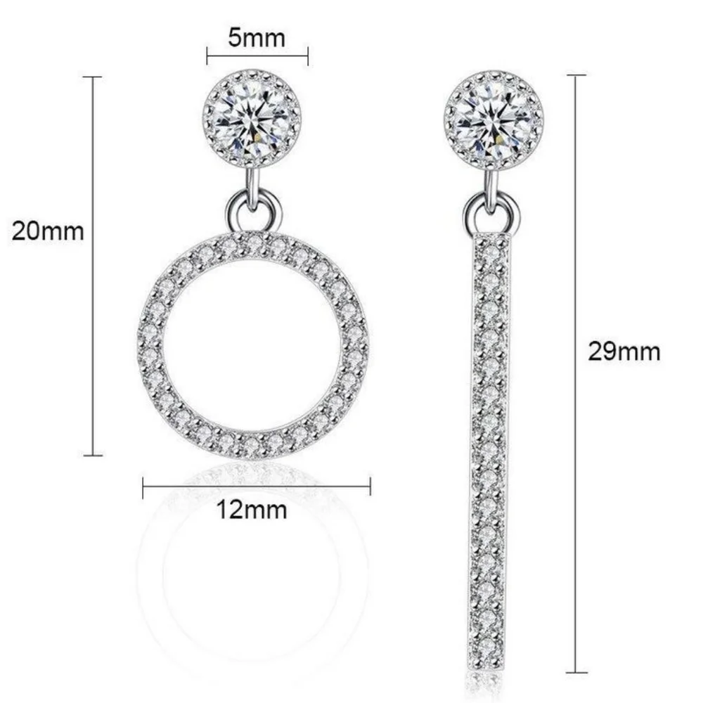 Lovely Assymetric Silver Diamond Earrings - Picture 2 of 2